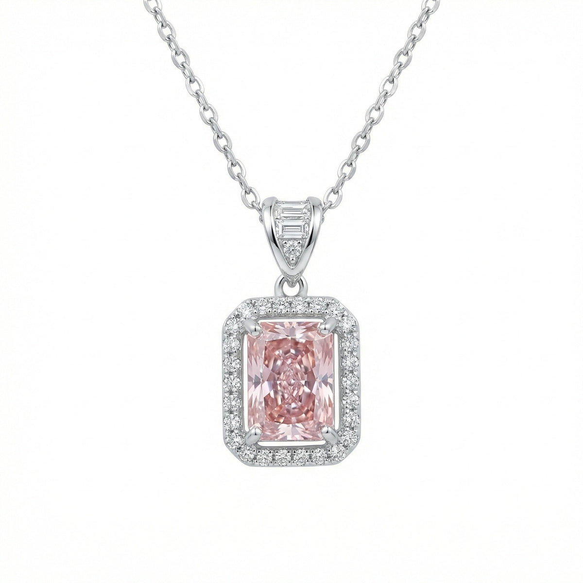 The Sakura Hanagasumi Pendant, detail of the halo setting and bail